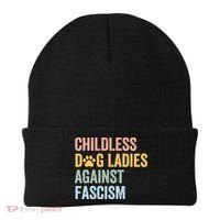 Childless Dog Lady Against Fascism Beanie thumb 0