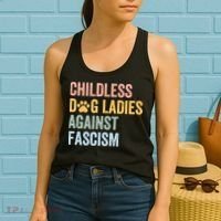 Childless Dog Lady Against Fascism Women's Tank Top thumb 2