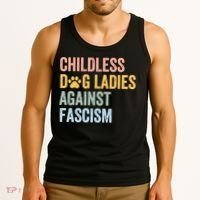 Childless Dog Lady Against Fascism Tank Top thumb 3