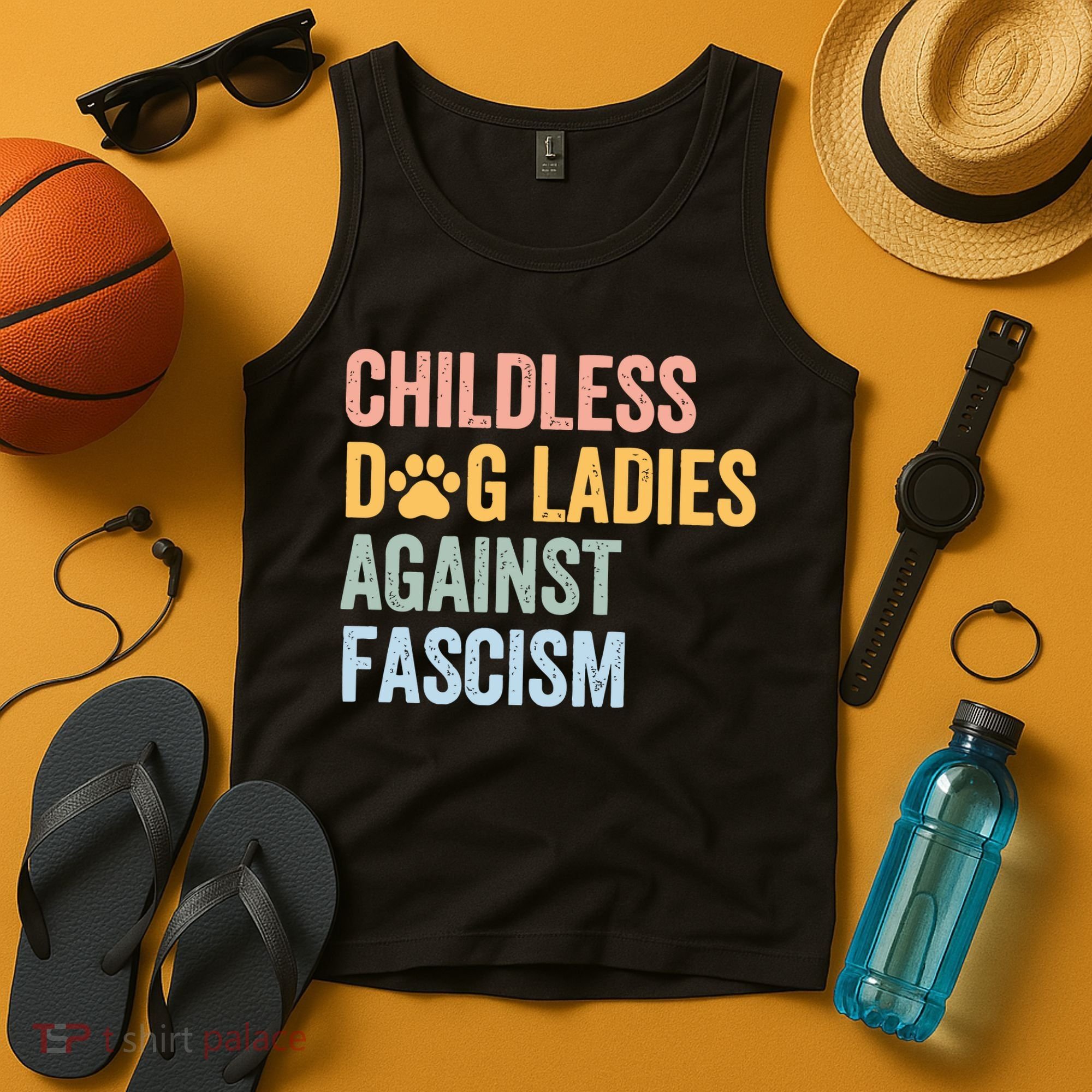 Childless Dog Lady Against Fascism Tank Top