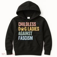 Childless Dog Lady Against Fascism Kids Hoodie thumb 0