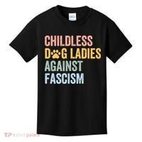 Childless Dog Lady Against Fascism Kids T-Shirt thumb 0