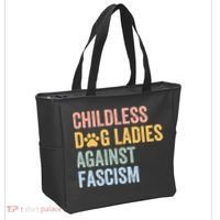 Childless Dog Lady Against Fascism Tote Bag thumb 2