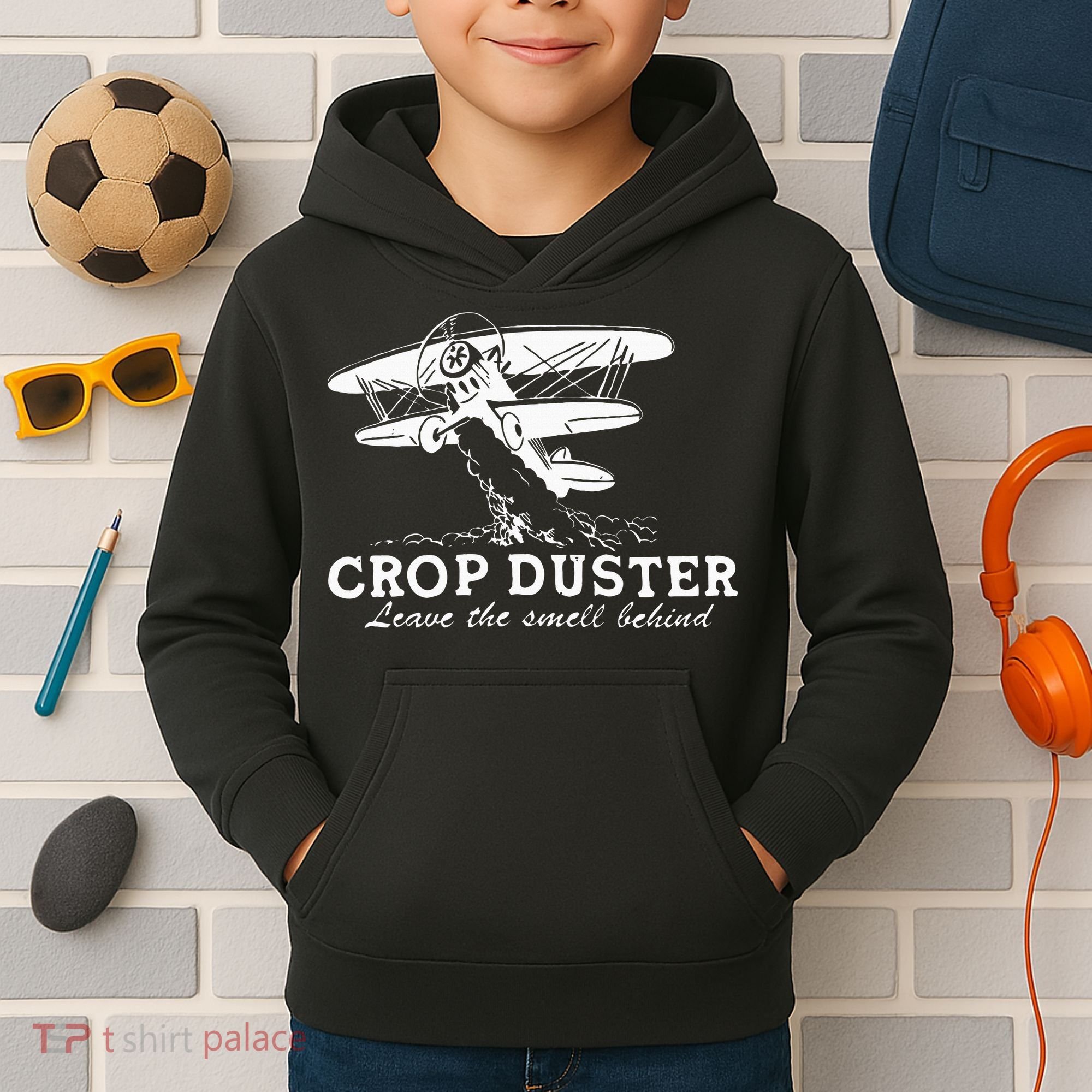 Crop Duster Leave The Smell Behind Plane Aerial Application Kids Hoodie