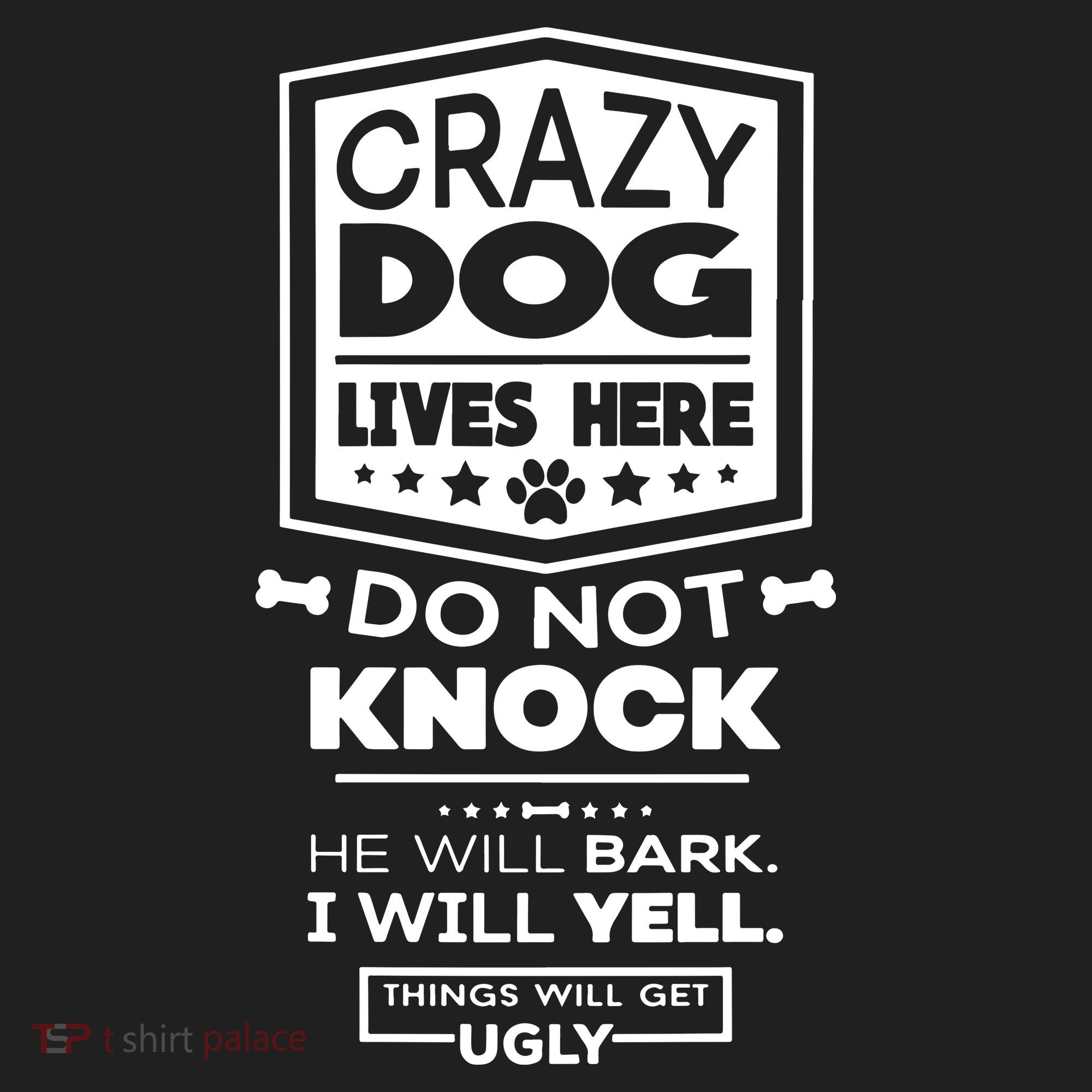 Crazy Dog Lives Here Do Not Knock Funny 11oz C Handle Ceramic Mug