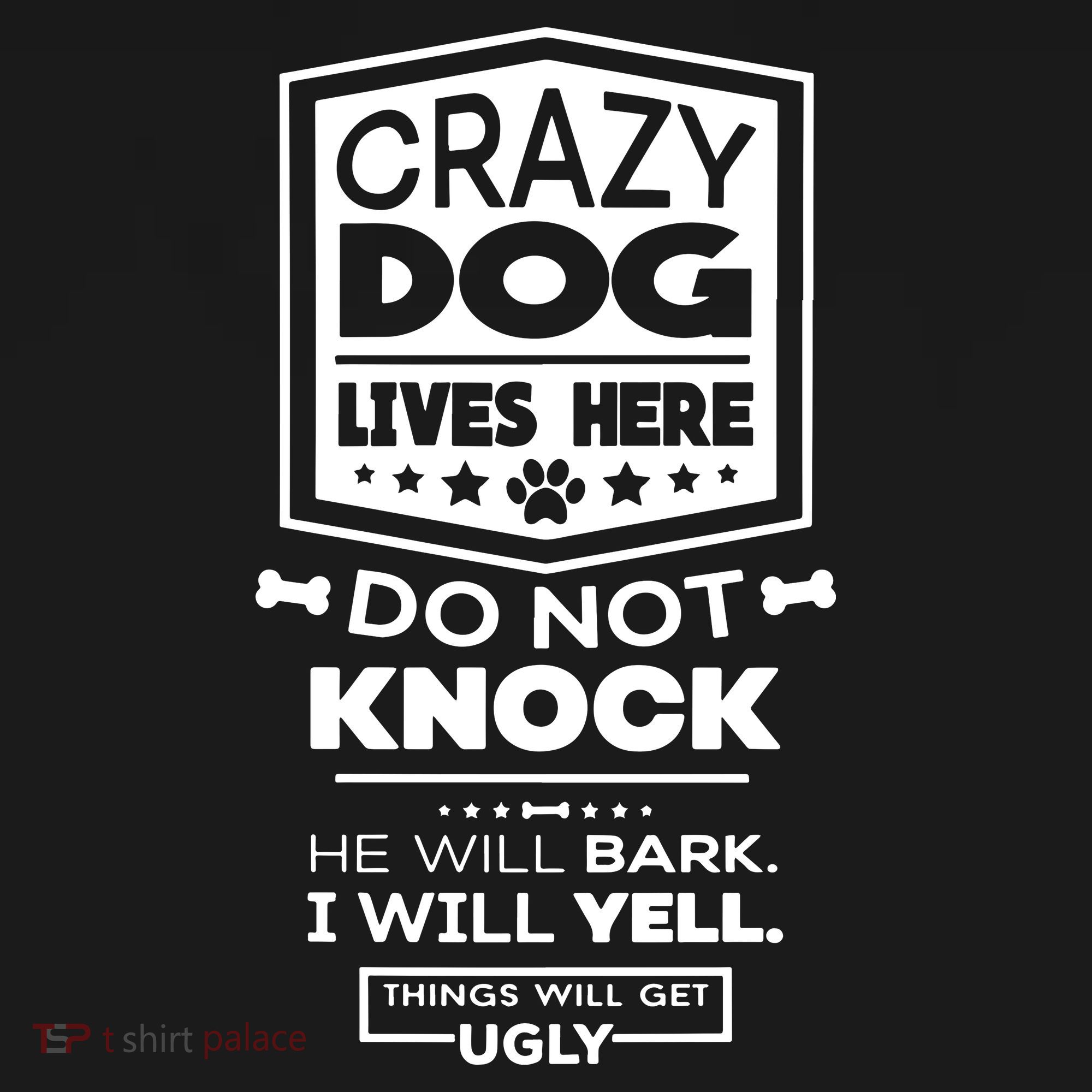 Crazy Dog Lives Here Do Not Knock Funny Ornament