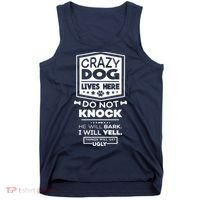 Crazy Dog Lives Here Do Not Knock Funny Tank Top thumb 0