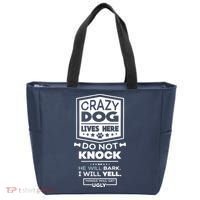 Crazy Dog Lives Here Do Not Knock Funny Tote Bag thumb 0