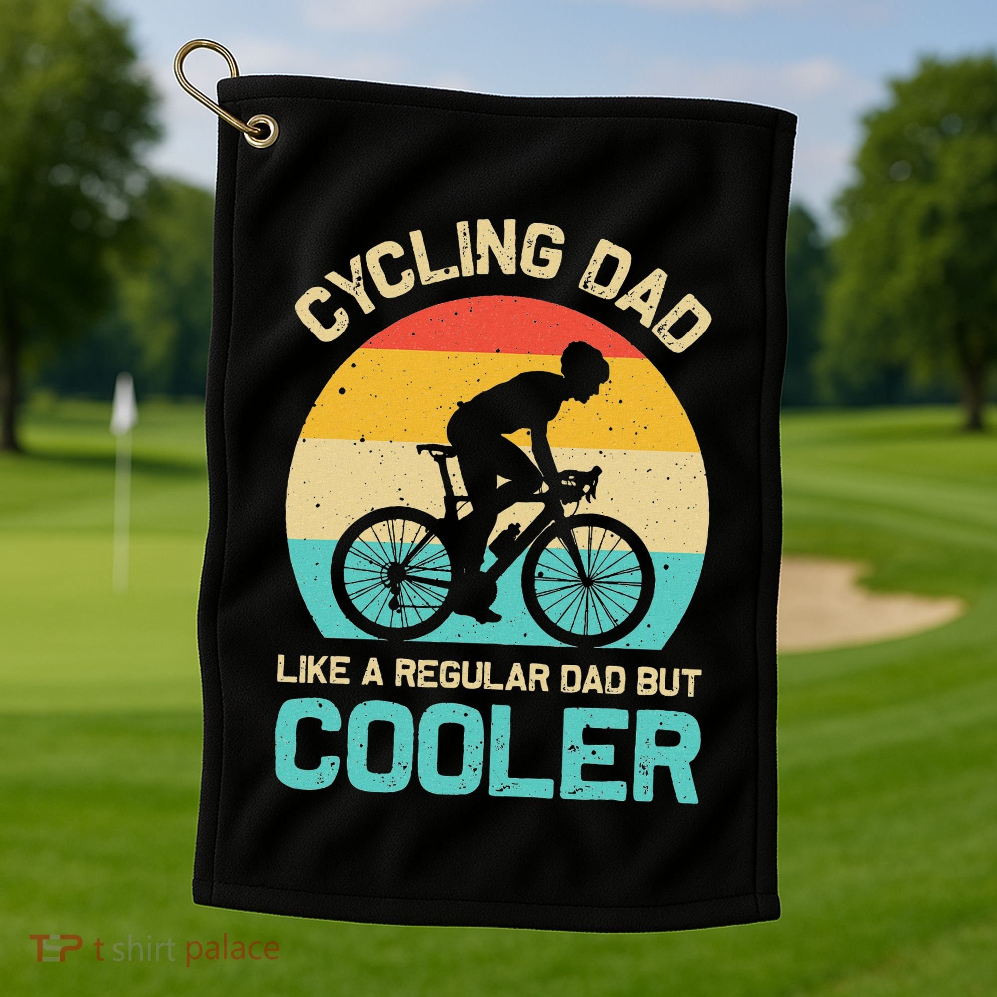 Cycling Dad Like A Regular Dad But Cooler Funny Cyclist Gift Golf Towel