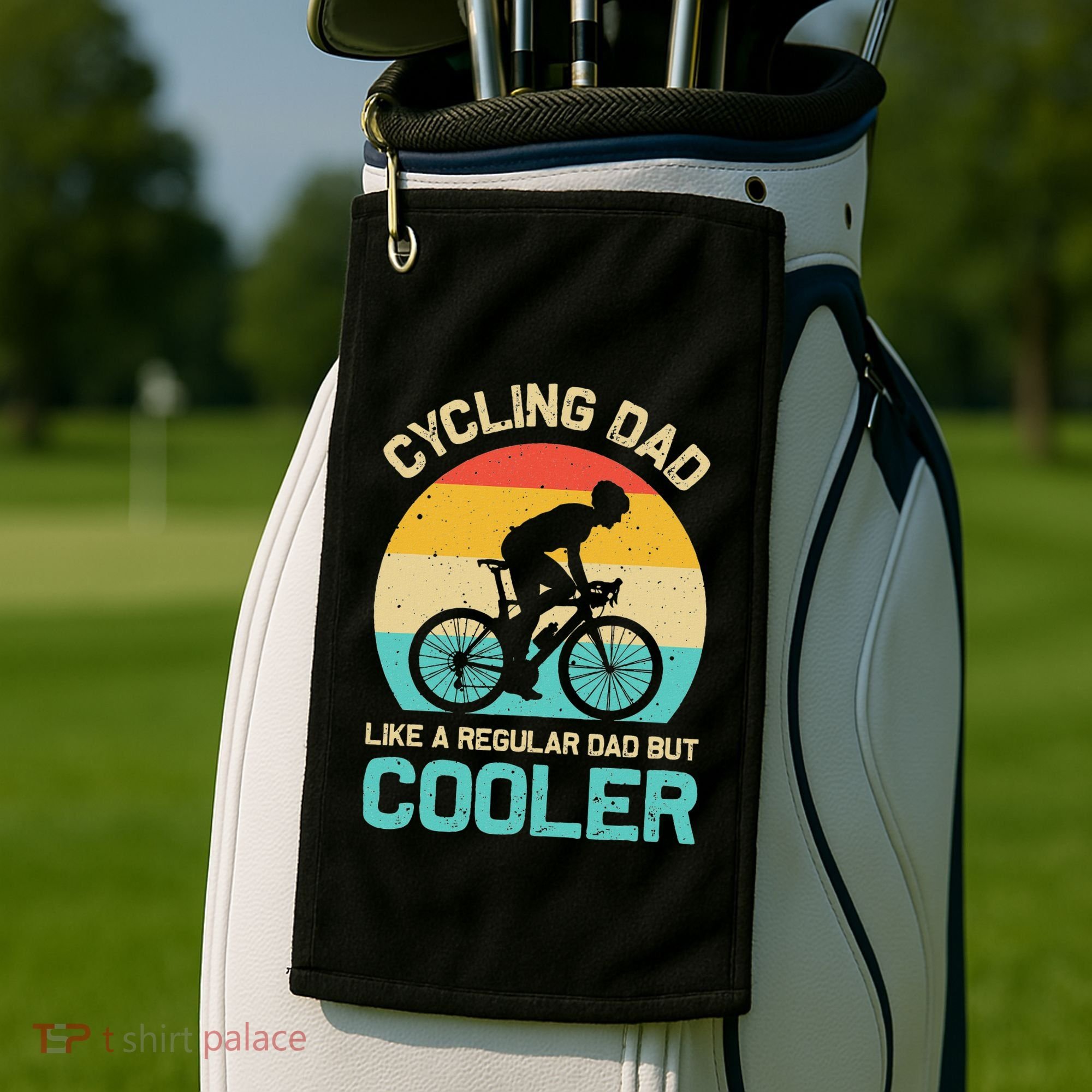 Cycling Dad Like A Regular Dad But Cooler Funny Cyclist Gift Golf Towel