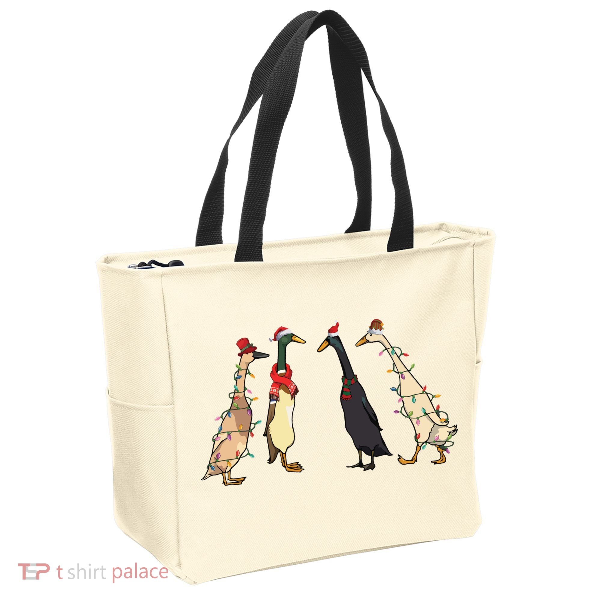 Christmas Ducks Lights Santa Ducks Merry Christmas Tote Bag