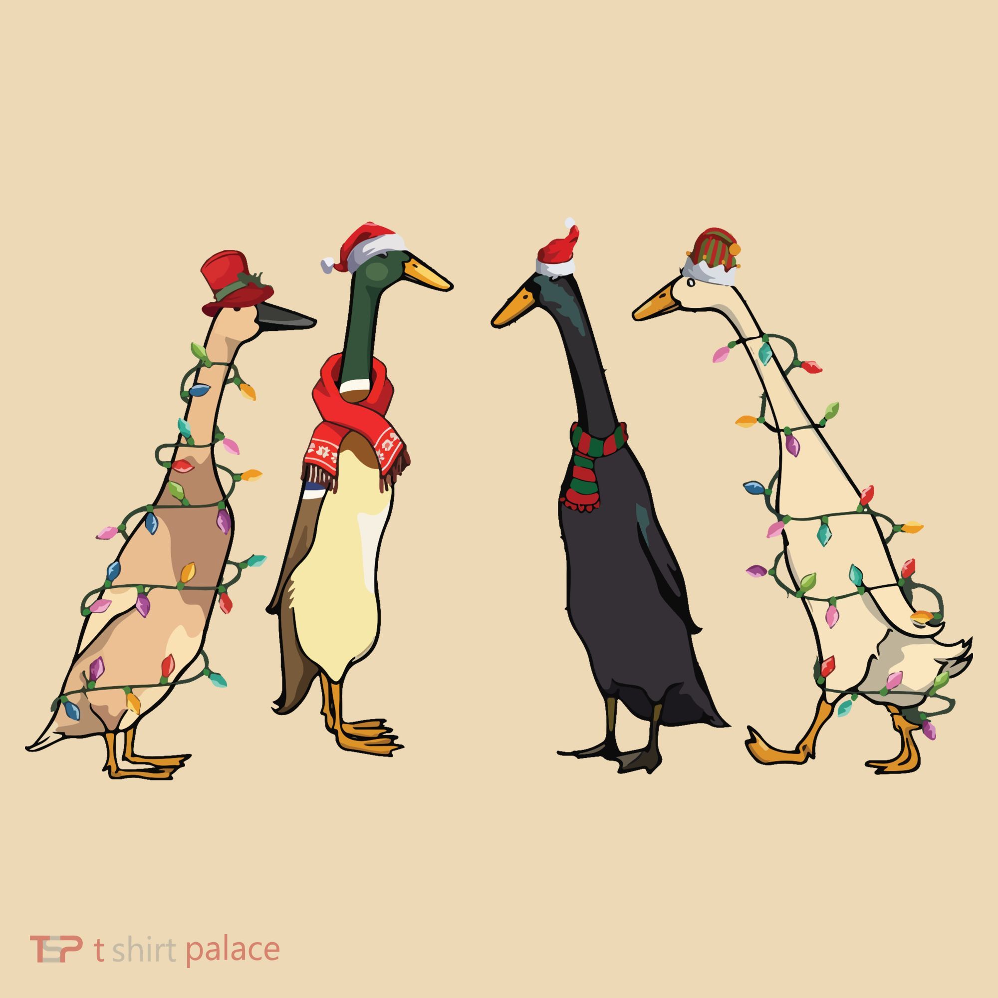 Christmas Ducks Lights Santa Ducks Merry Christmas Tote Bag