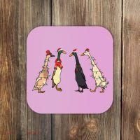 Christmas Ducks Lights Santa Ducks Merry Christmas Coaster thumb 0