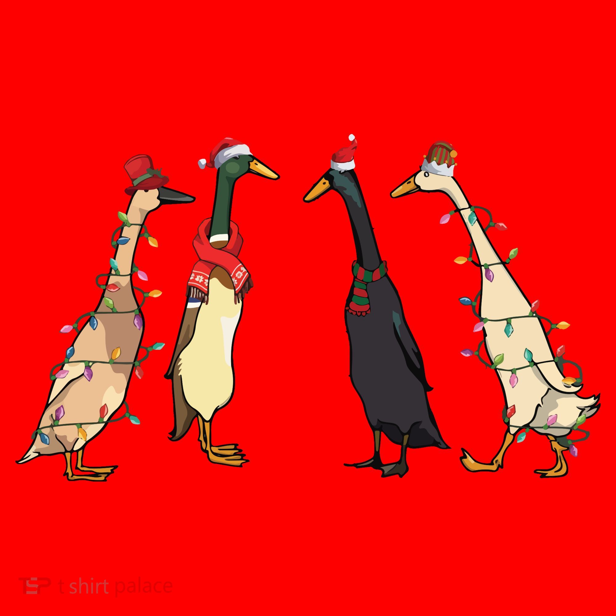 Christmas Ducks Lights Santa Ducks Merry Christmas Santa Hat