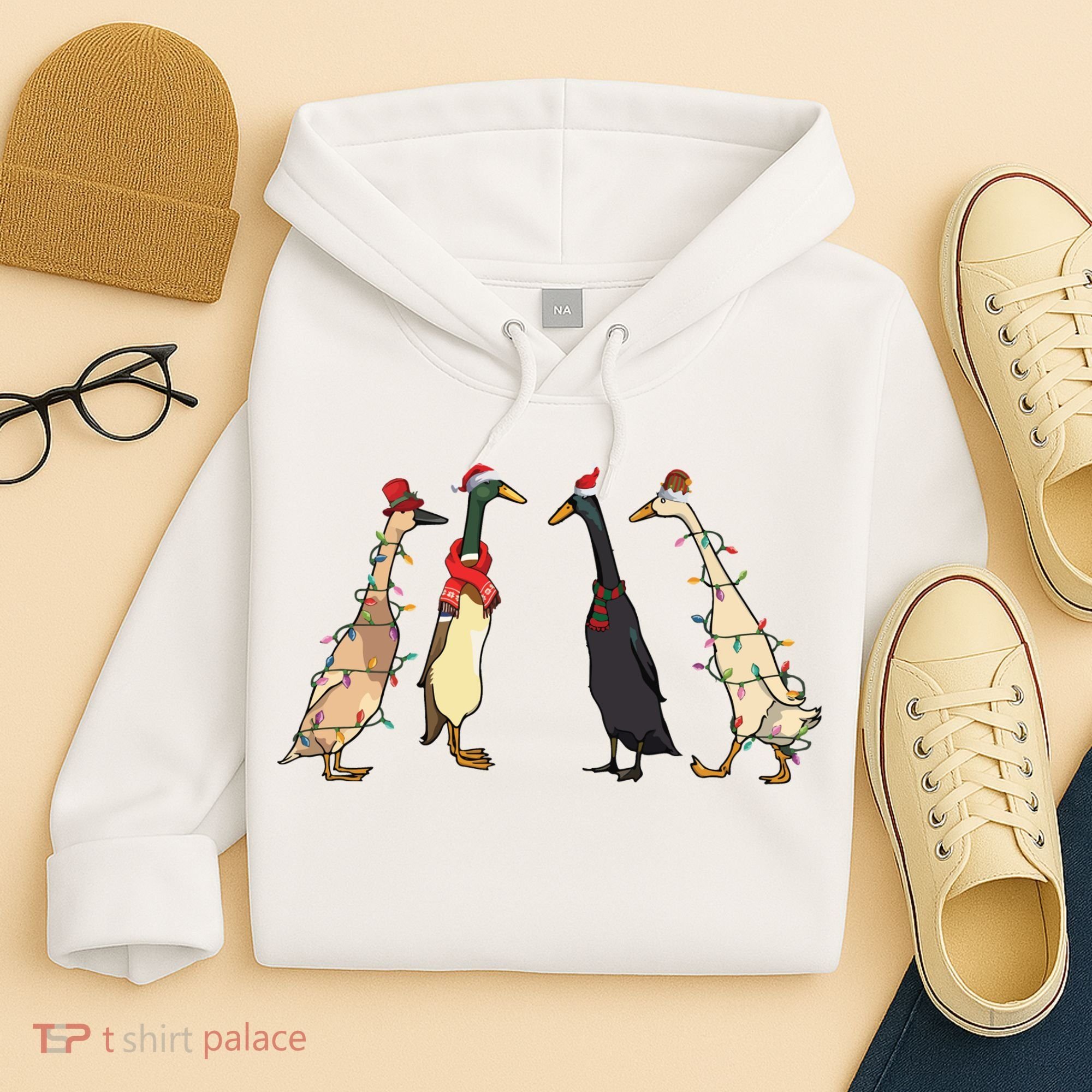Christmas Ducks Lights Santa Ducks Merry Christmas Hoodie