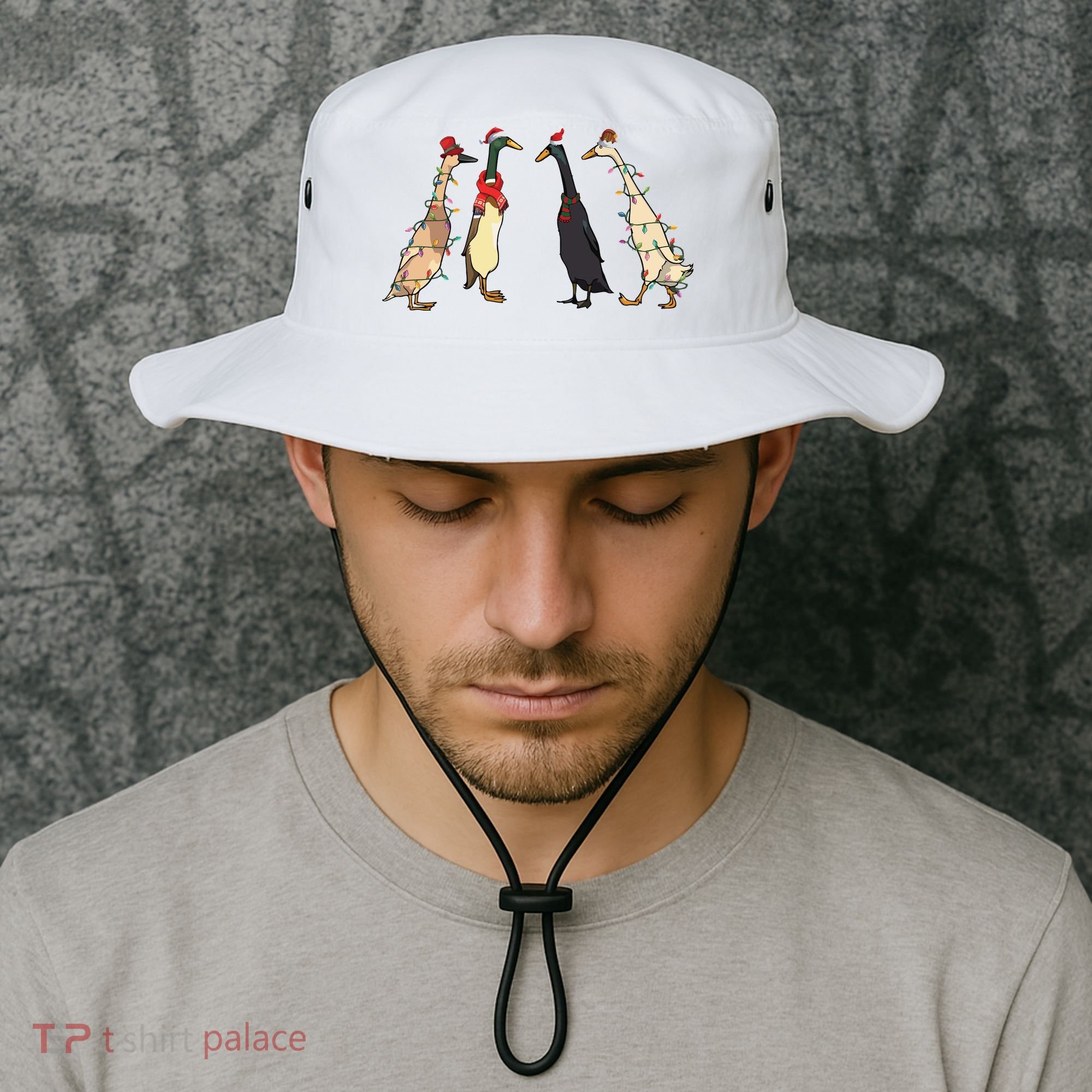 Christmas Ducks Lights Santa Ducks Merry Christmas Bucket Hat