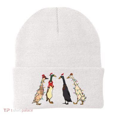 Christmas Ducks Lights Santa Ducks Merry Christmas Beanie