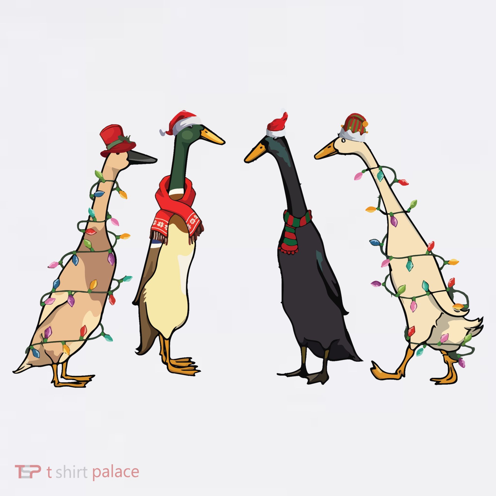 Christmas Ducks Lights Santa Ducks Merry Christmas Polo