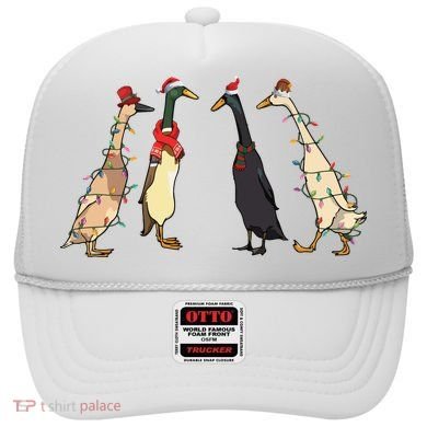 Christmas Ducks Lights Santa Ducks Merry Christmas Hat