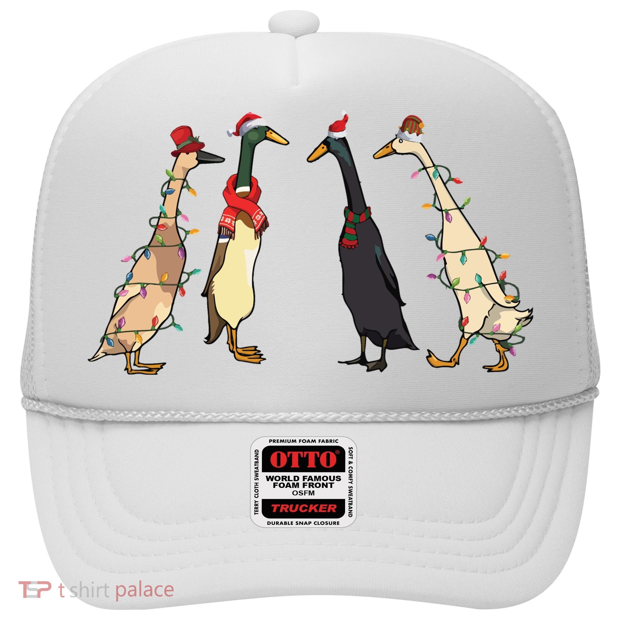 Christmas Ducks Lights Santa Ducks Merry Christmas Hat