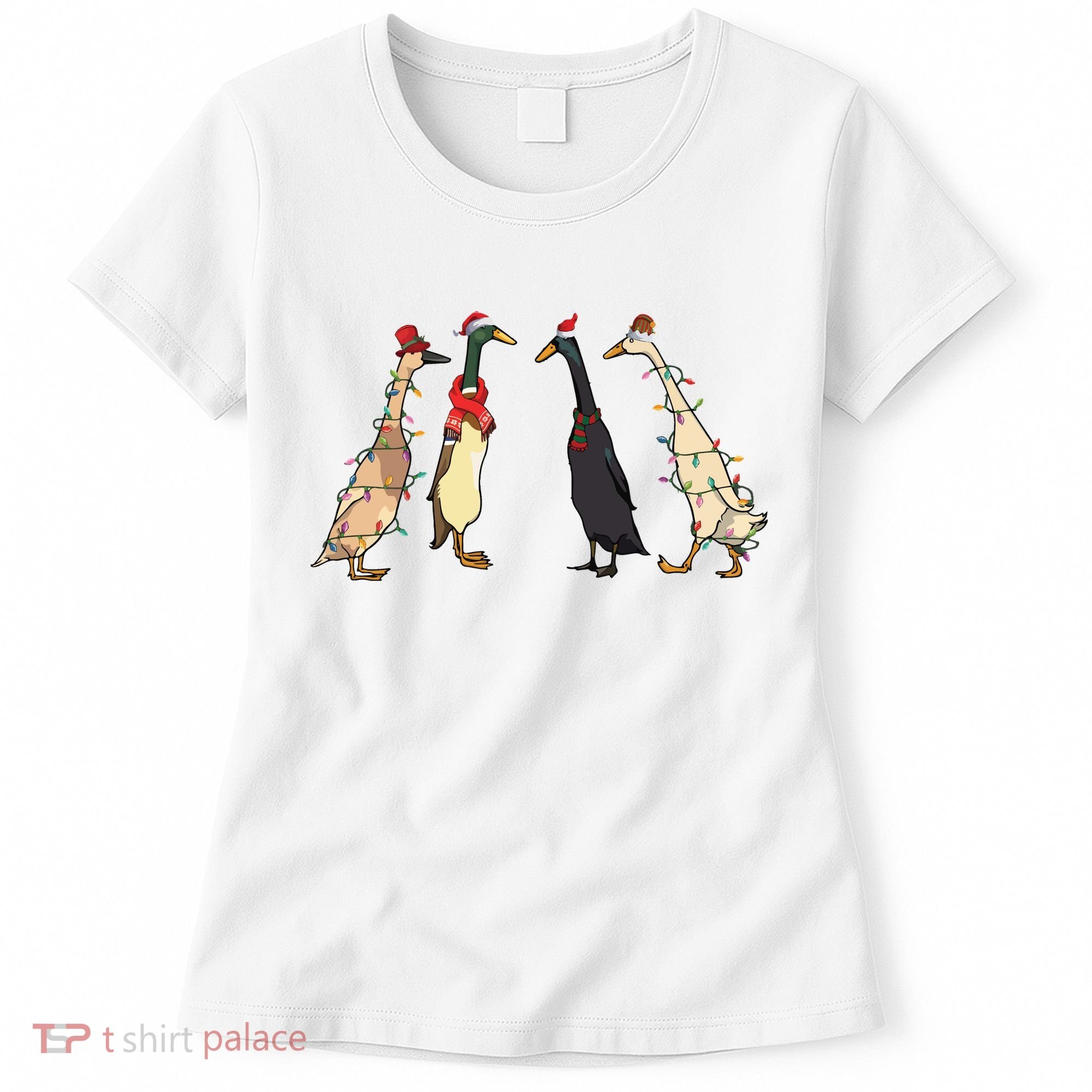 Christmas Ducks Lights Santa Ducks Merry Christmas Women's T-Shirt