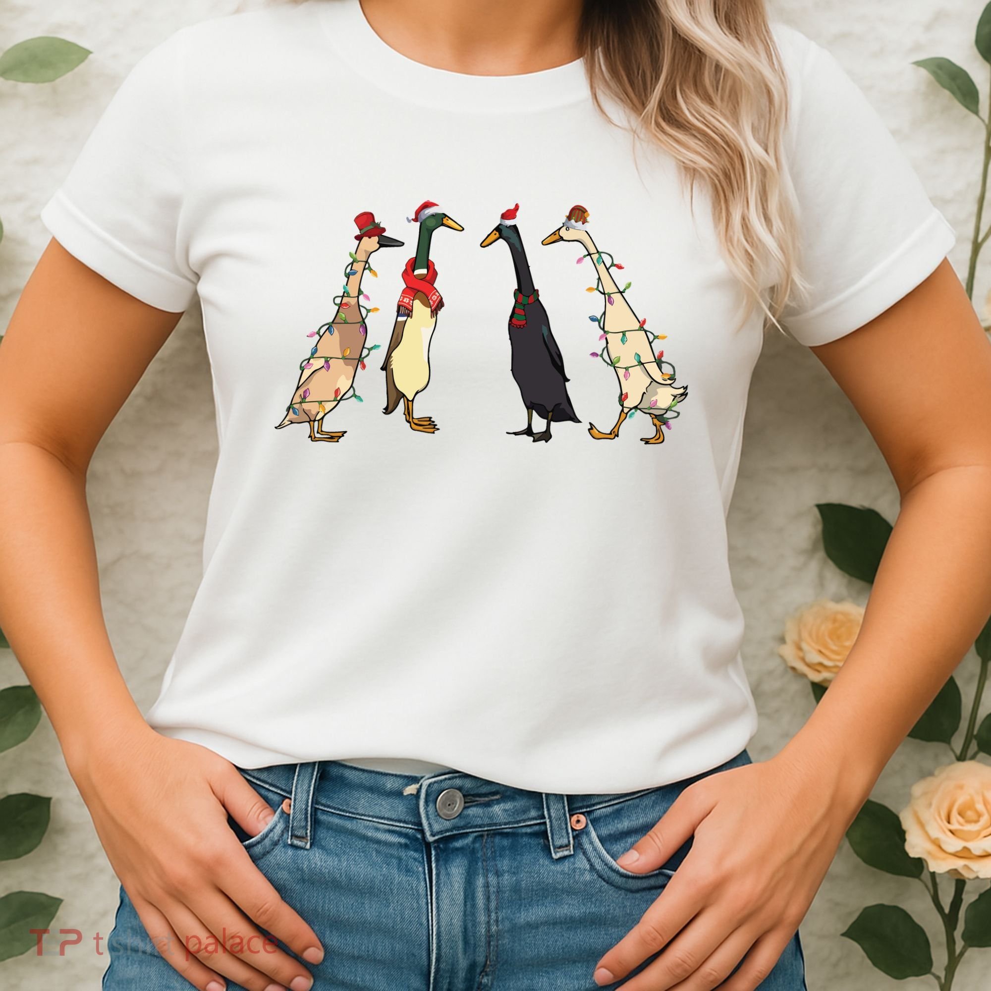 Christmas Ducks Lights Santa Ducks Merry Christmas Women's T-Shirt