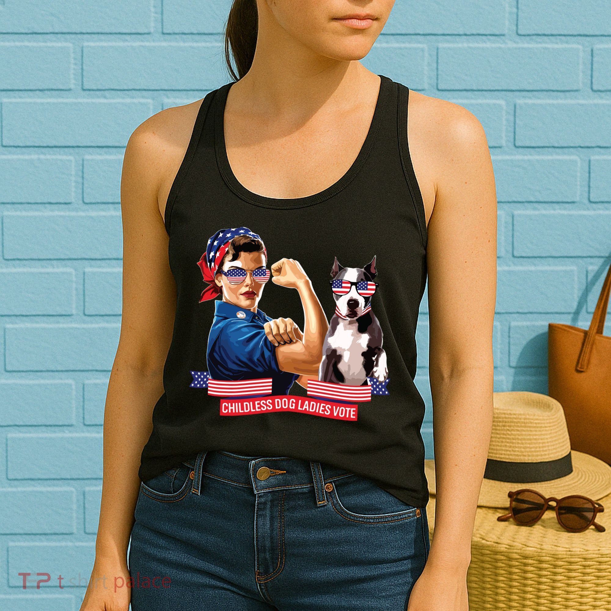 Childless Dog Lady Is Voting Kamala Election Usa 2024 Women's Tank Top