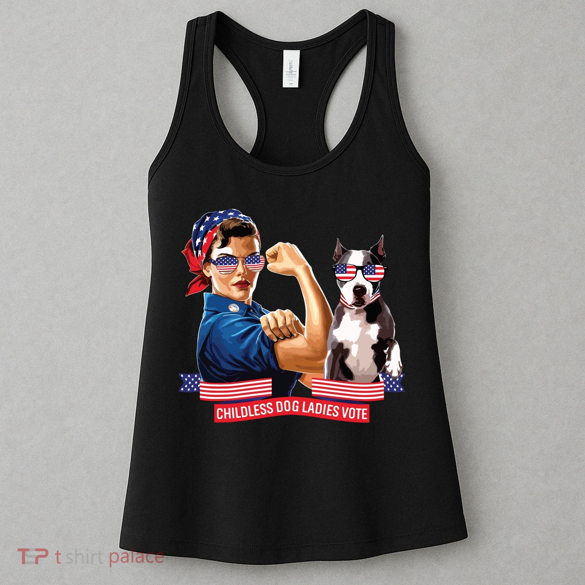 Childless Dog Lady Is Voting Kamala Election Usa 2024 Women's Tank Top
