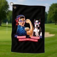 Childless Dog Lady Is Voting Kamala Election Usa 2024 Golf Towel thumb 1