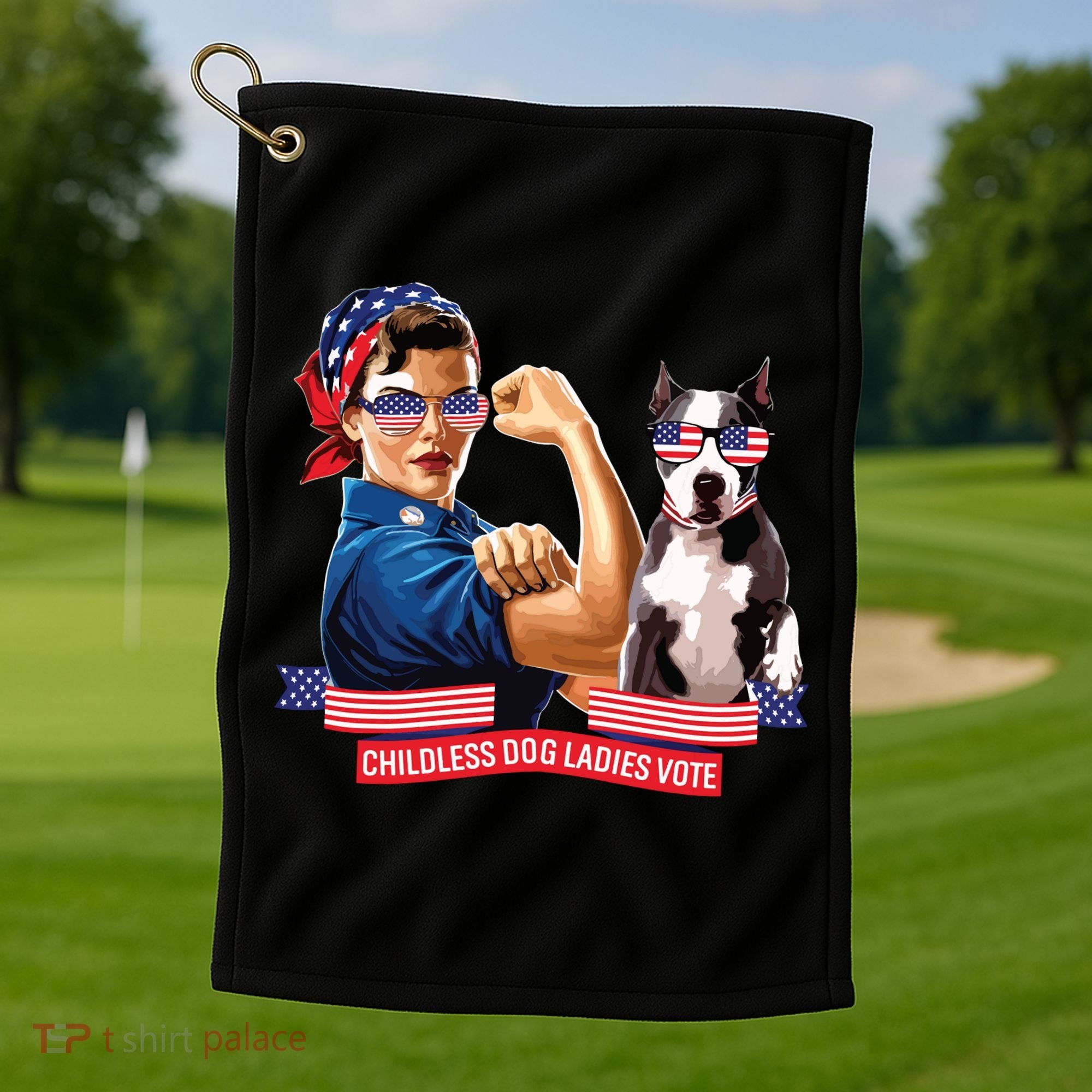 Childless Dog Lady Is Voting Kamala Election Usa 2024 Golf Towel