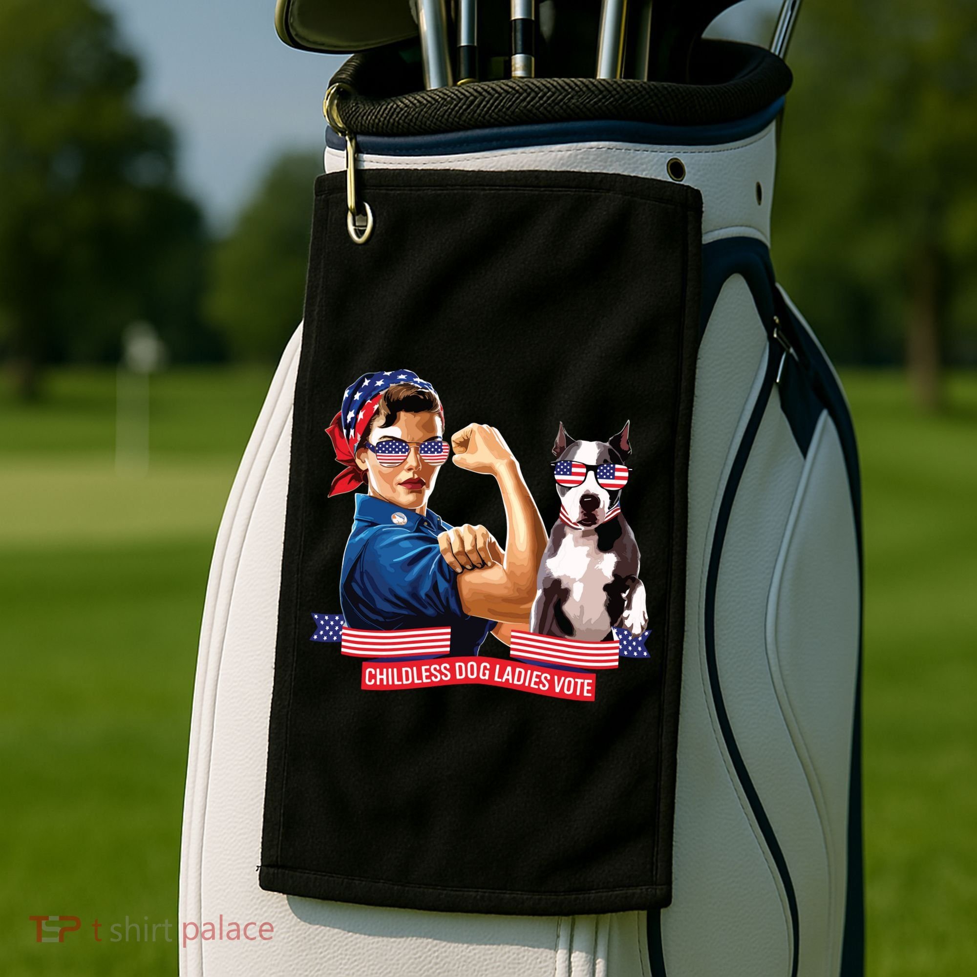 Childless Dog Lady Is Voting Kamala Election Usa 2024 Golf Towel