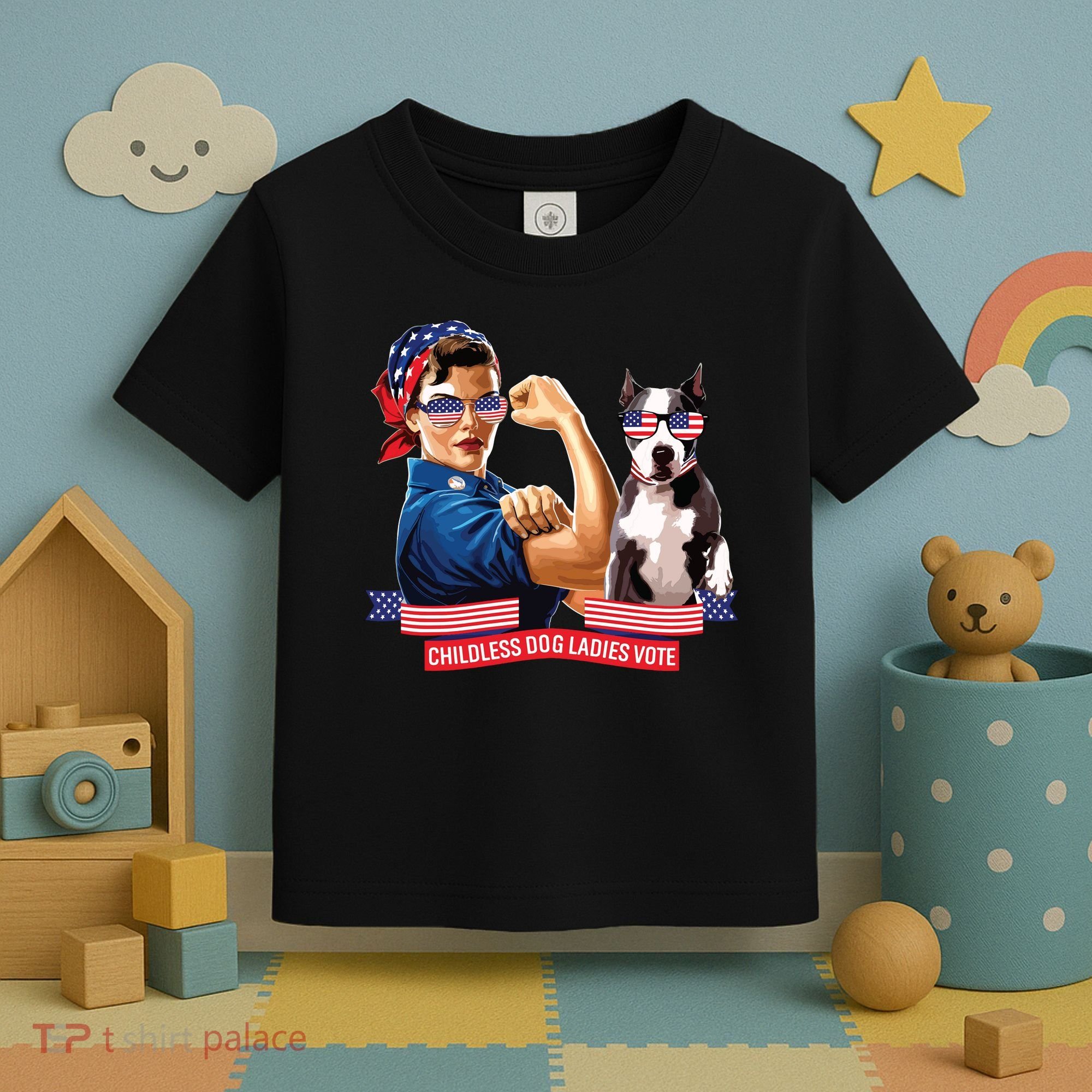 Childless Dog Lady Is Voting Kamala Election Usa 2024 Toddler T-Shirt
