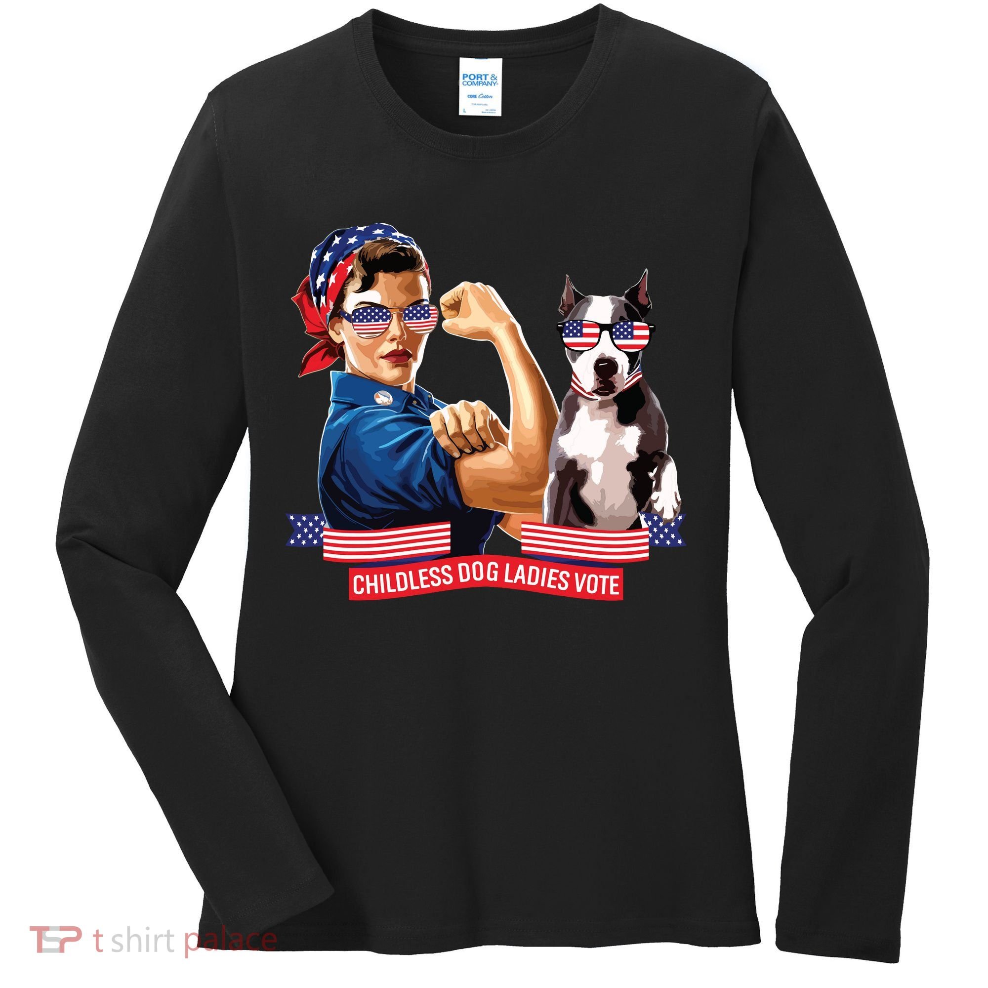 Childless Dog Lady Is Voting Kamala Election Usa 2024 Women's Long Sleeve Shirt