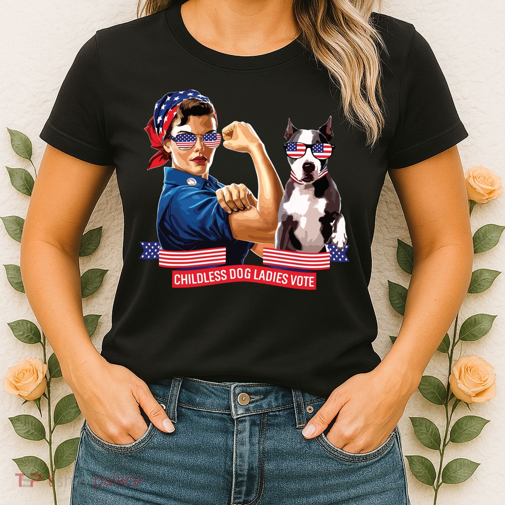 Childless Dog Lady Is Voting Kamala Election Usa 2024 Women's T-Shirt