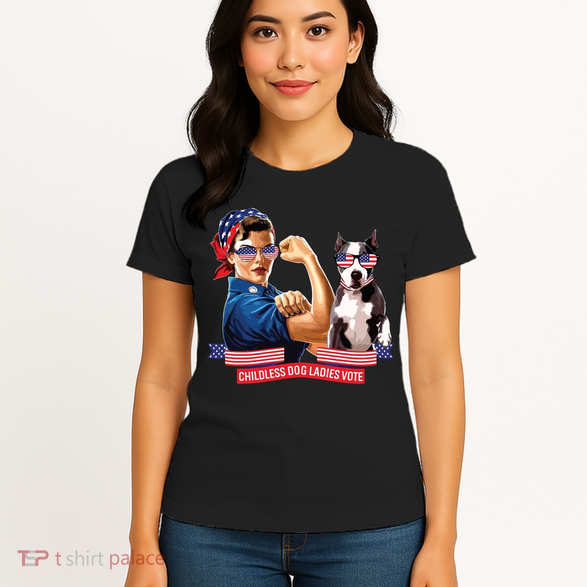 Childless Dog Lady Is Voting Kamala Election Usa 2024 Women's T-Shirt