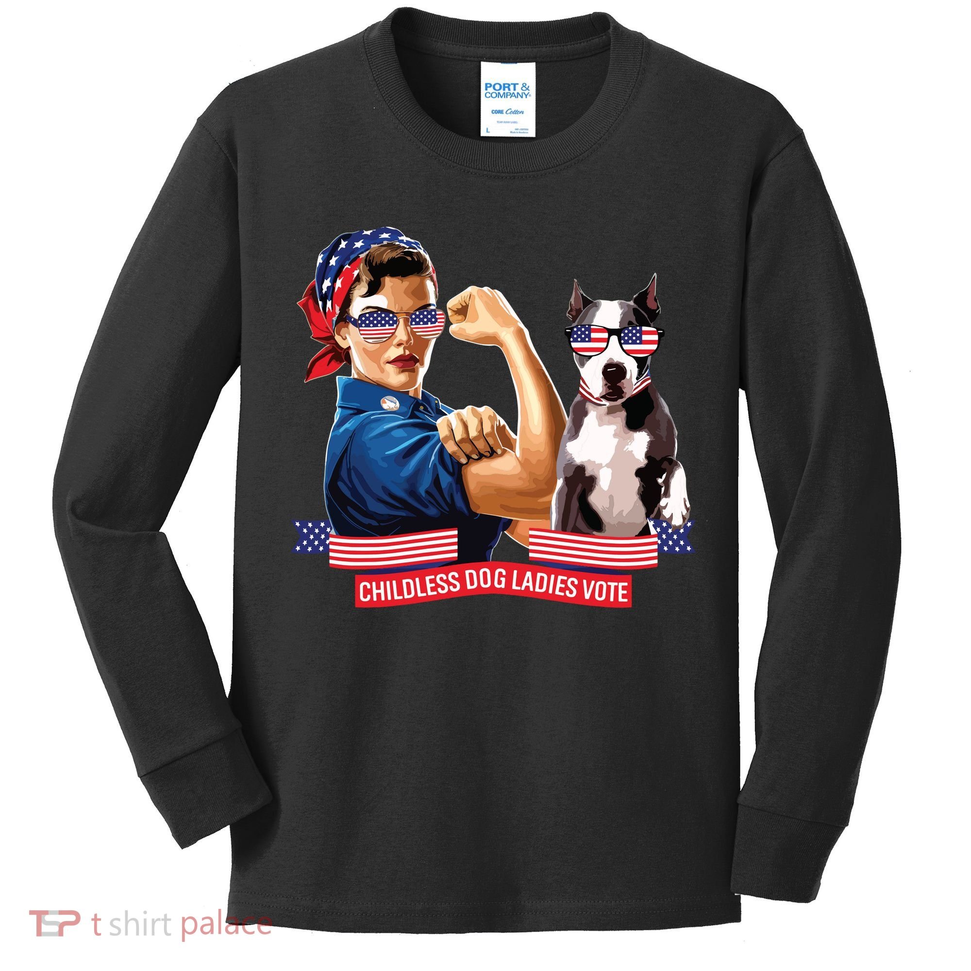 Childless Dog Lady Is Voting Kamala Election Usa 2024 Kids Long Sleeve Shirt