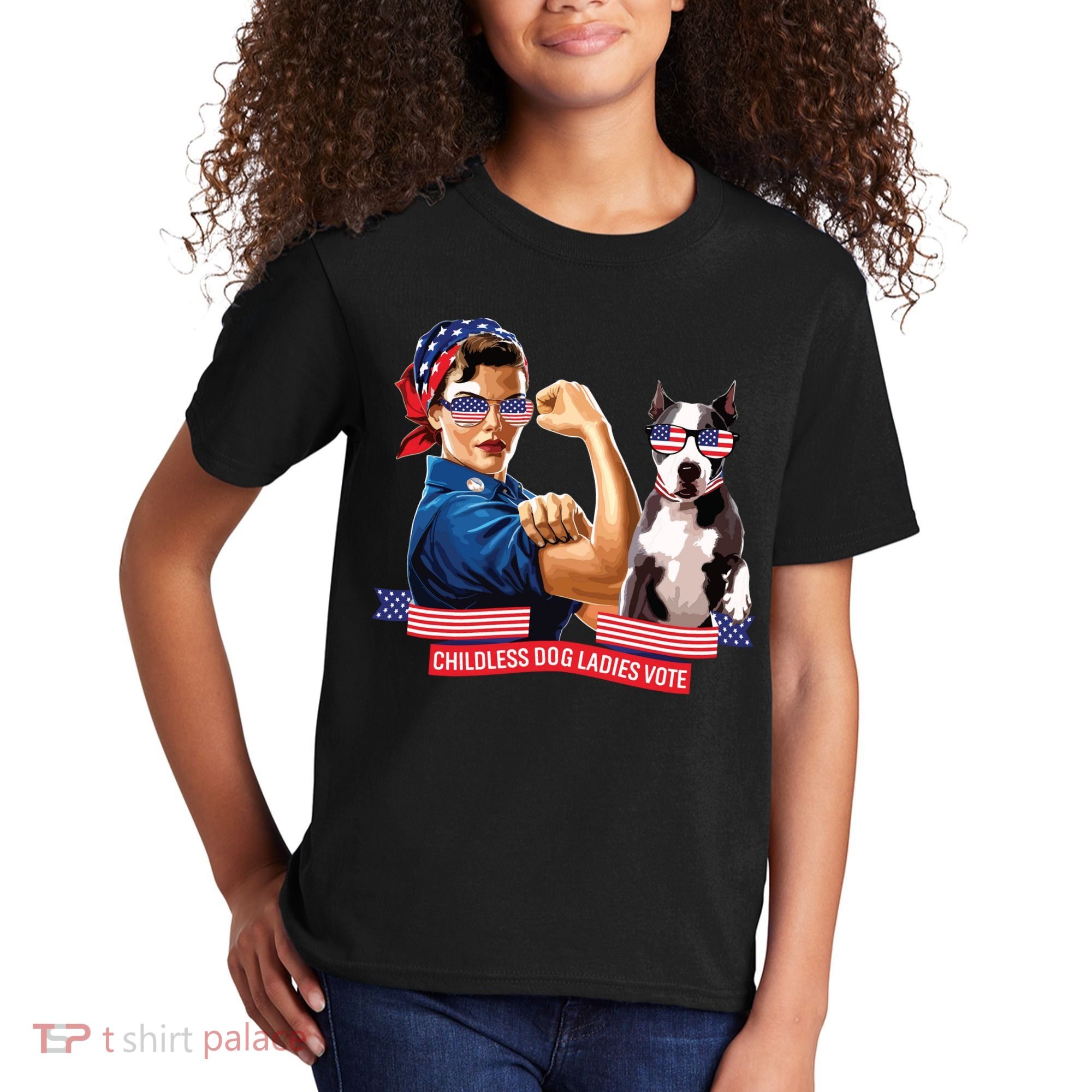 Childless Dog Lady Is Voting Kamala Election Usa 2024 Kids T-Shirt