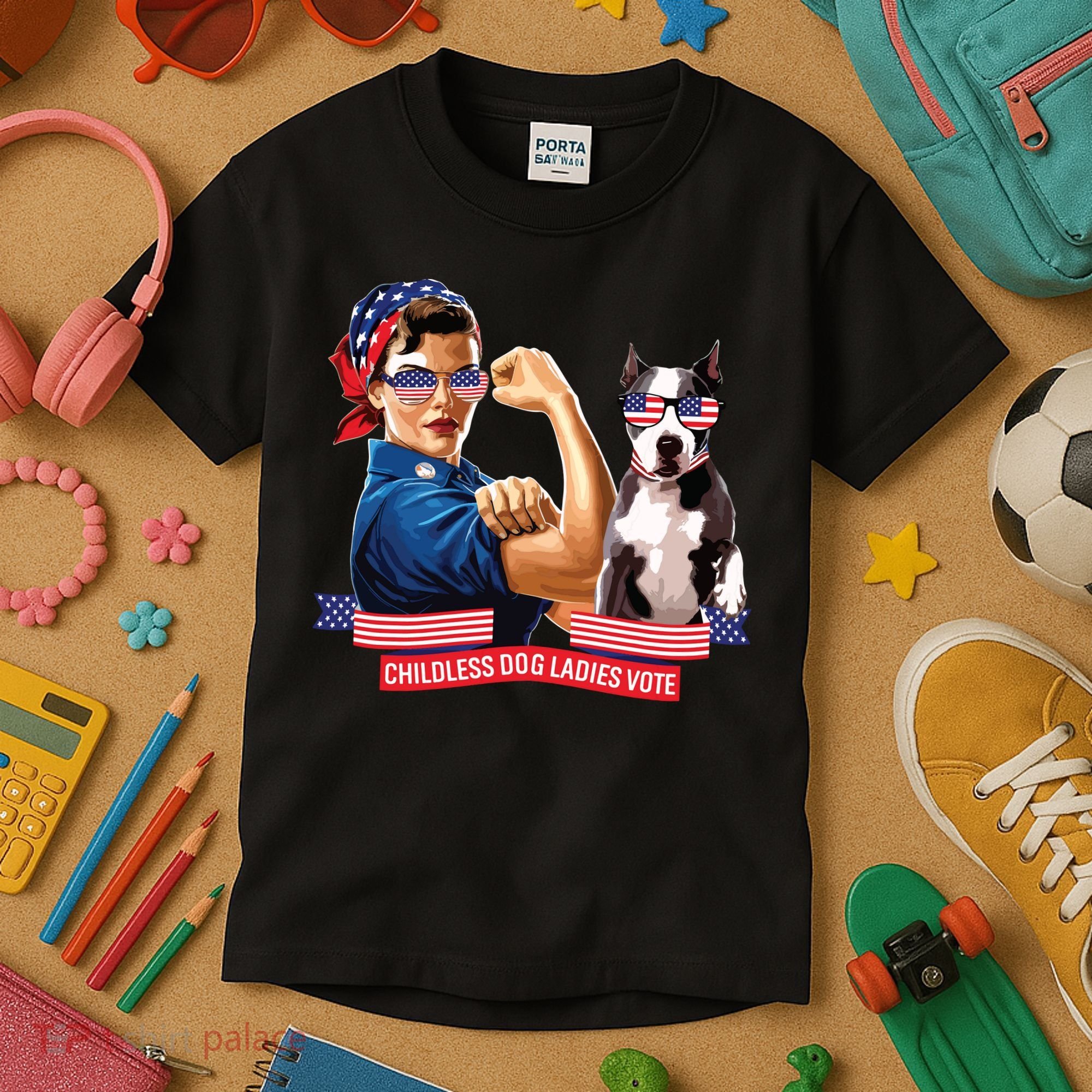 Childless Dog Lady Is Voting Kamala Election Usa 2024 Kids T-Shirt