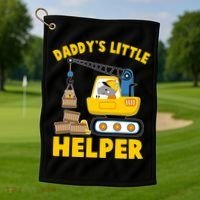 Cute Daddy's Little Helper Construction Golf Towel thumb 1