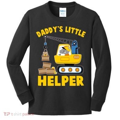 Cute Daddy's Little Helper Construction Kids Long Sleeve Shirt