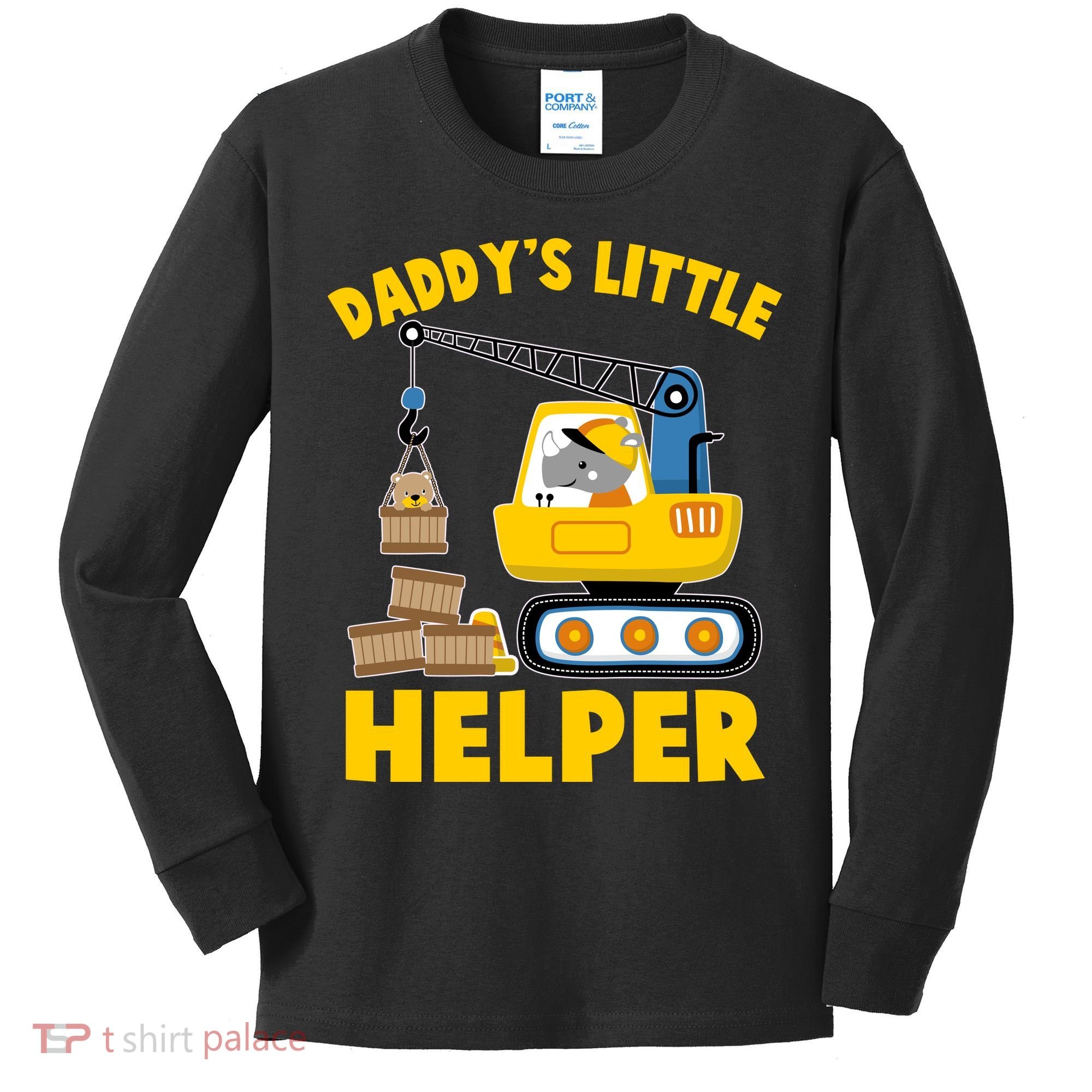 Cute Daddy's Little Helper Construction Kids Long Sleeve Shirt