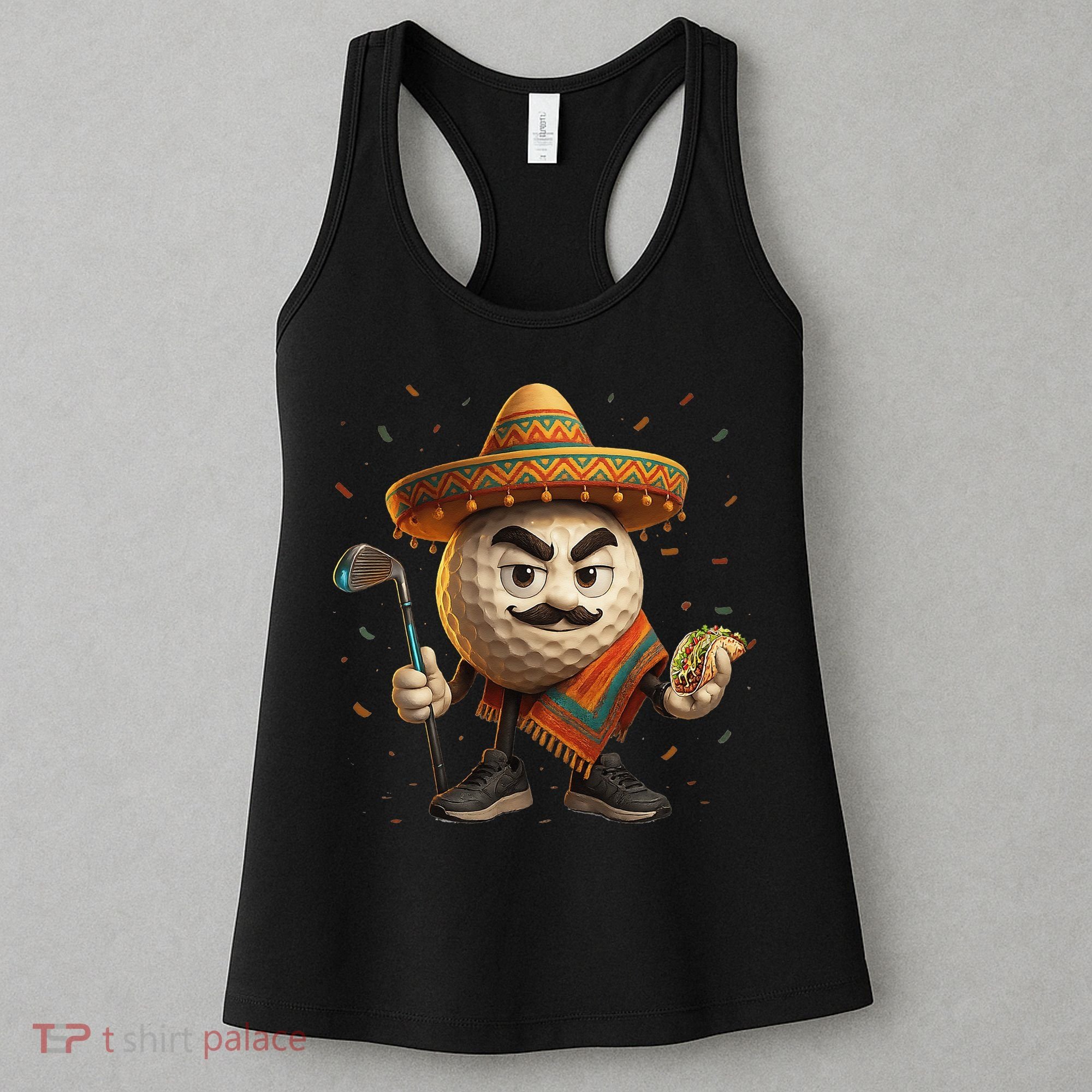 Cinco De Mayo Golf Ball With Sombrero Margarita Golf Lover Women's Tank Top
