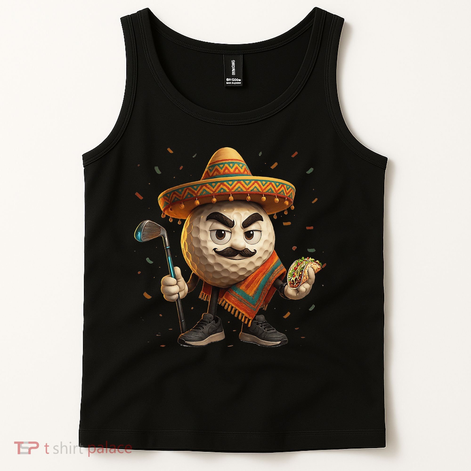 Cinco De Mayo Golf Ball With Sombrero Margarita Golf Lover Tank Top