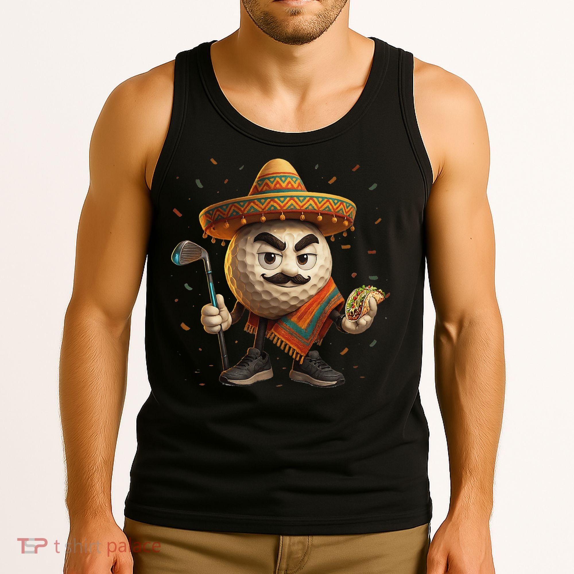 Cinco De Mayo Golf Ball With Sombrero Margarita Golf Lover Tank Top