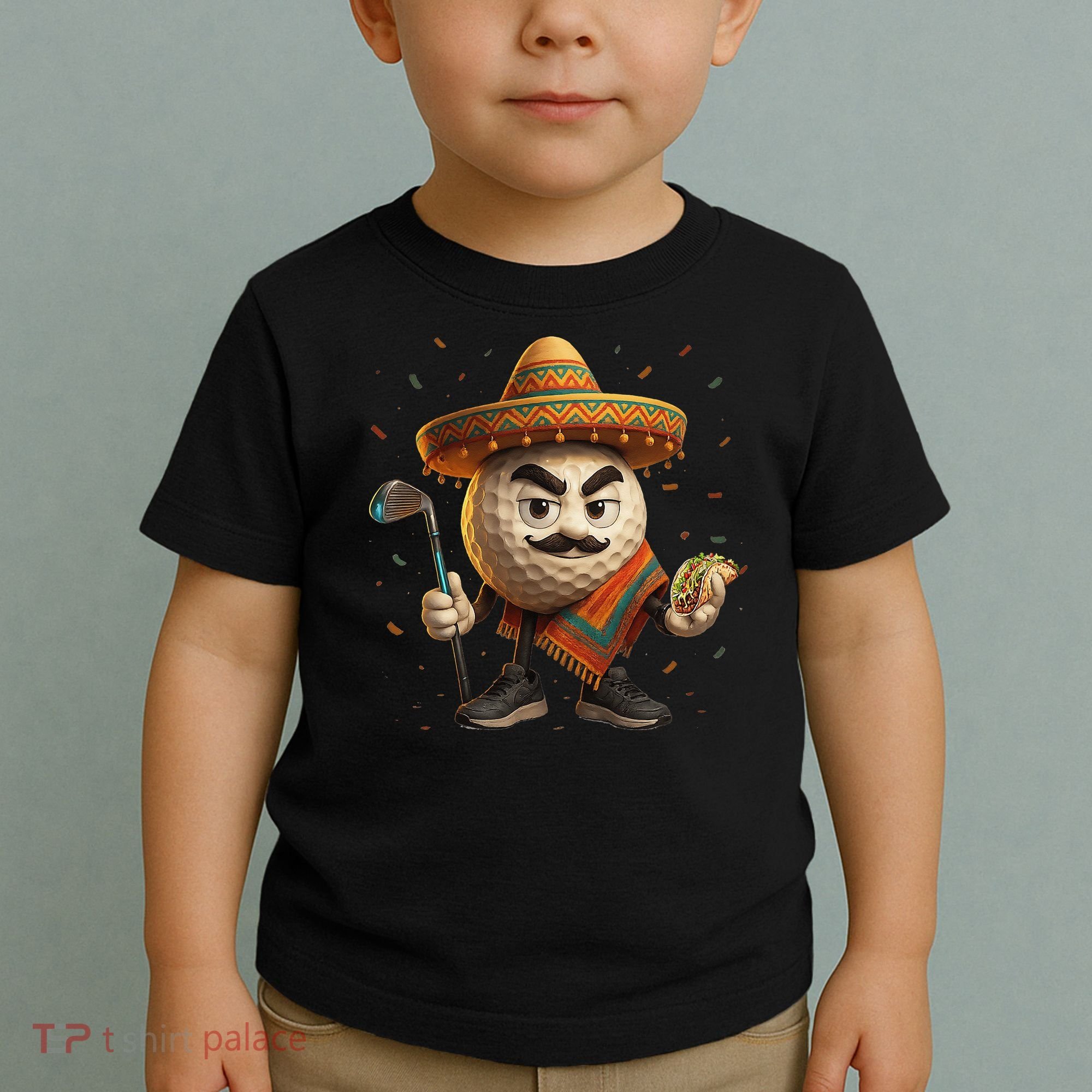 Cinco De Mayo Golf Ball With Sombrero Margarita Golf Lover Toddler T-Shirt