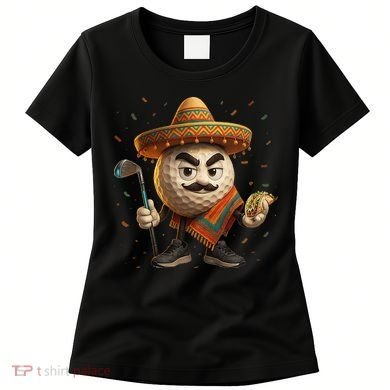 Cinco De Mayo Golf Ball With Sombrero Margarita Golf Lover Women's T-Shirt