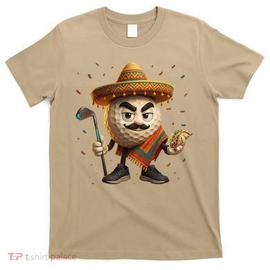 Cinco De Mayo Golf Ball With Sombrero Margarita Golf Lover T-Shirt