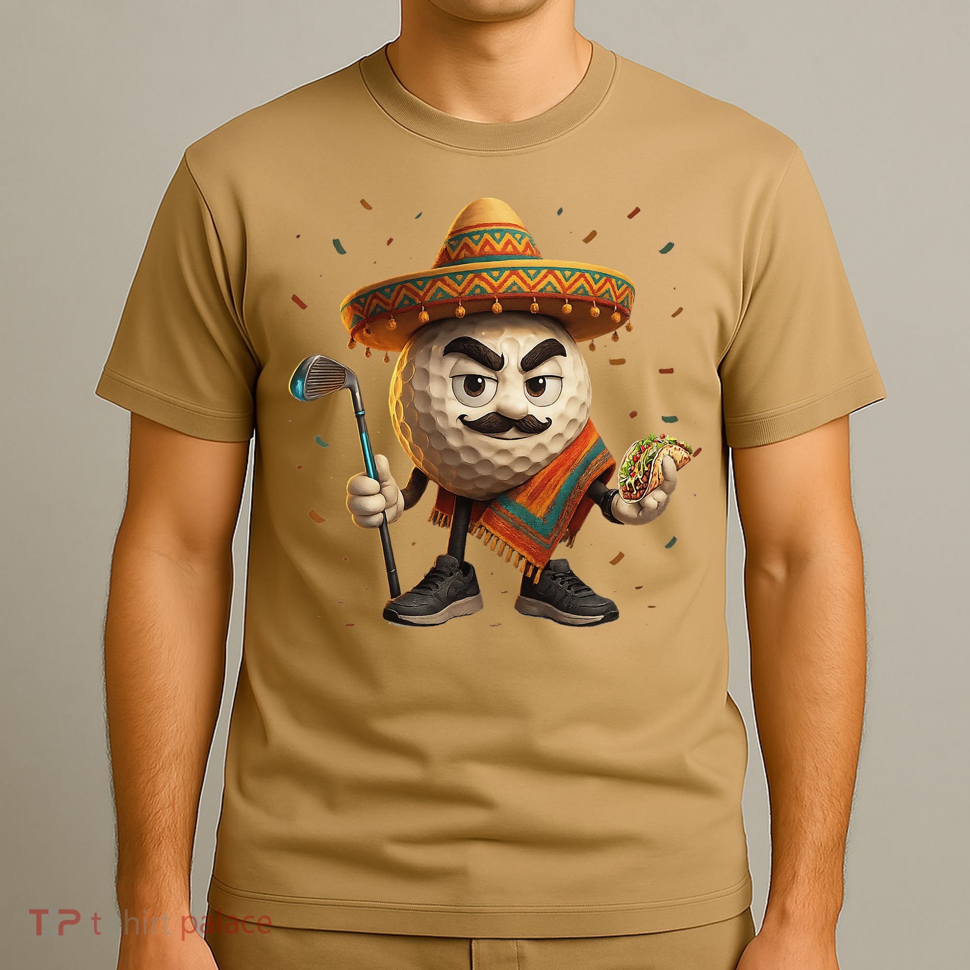 Cinco De Mayo Golf Ball With Sombrero Margarita Golf Lover T-Shirt