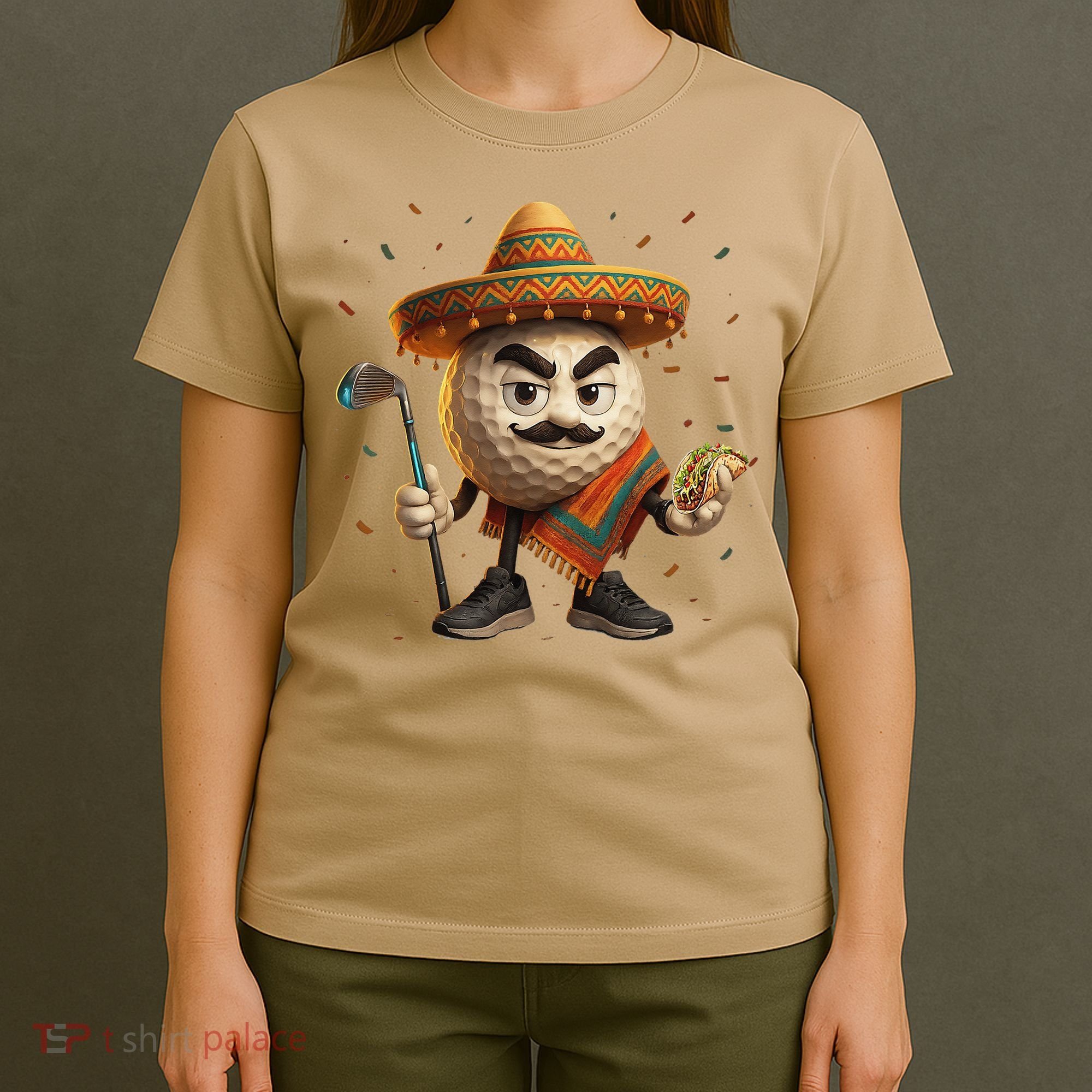 Cinco De Mayo Golf Ball With Sombrero Margarita Golf Lover T-Shirt