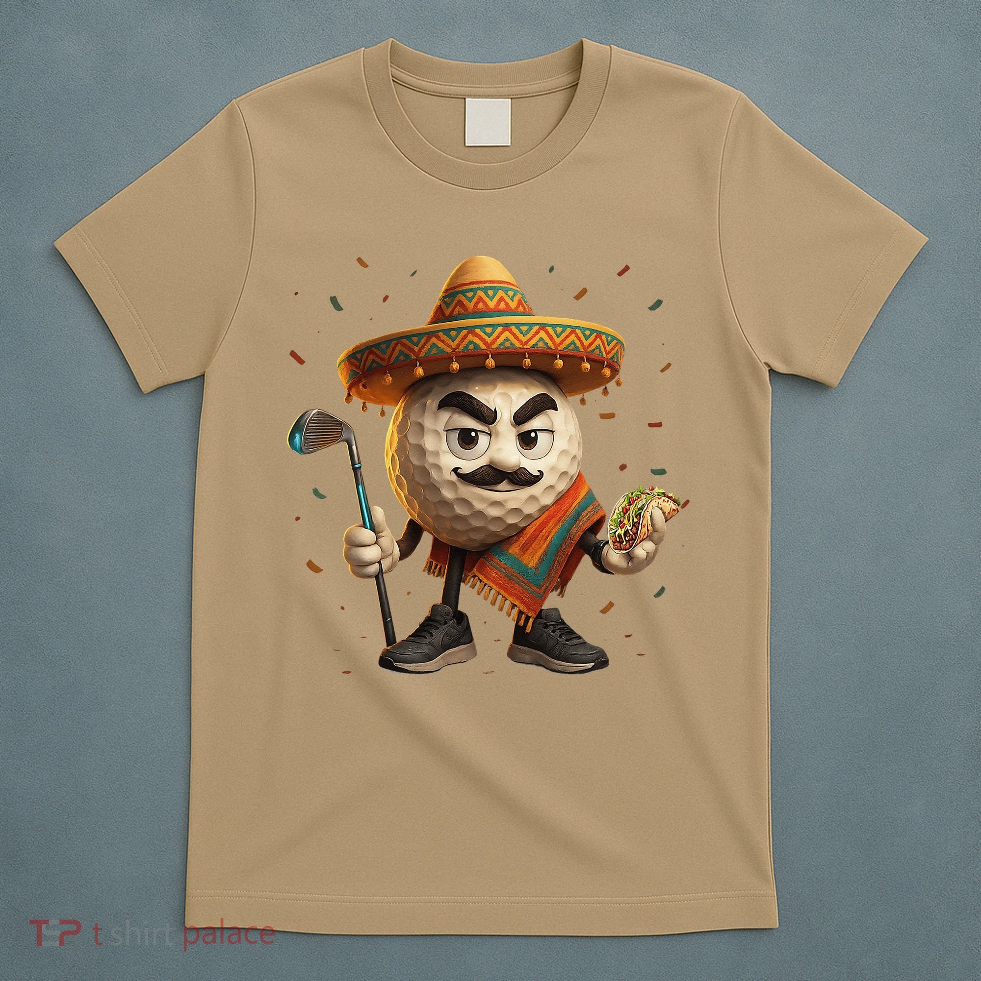 Cinco De Mayo Golf Ball With Sombrero Margarita Golf Lover T-Shirt